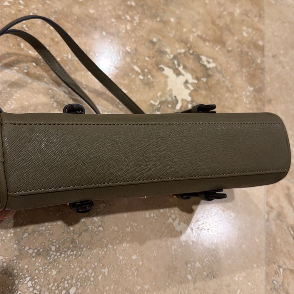 GUESS Olive Green Saffiano Leather Shoulder Bag - Picture 6 of 7